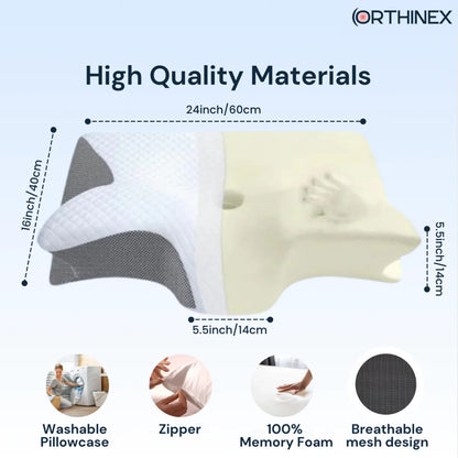 ORTHINEX Cervical Support Pillow - Best Ergonomic Memory Foam Neck Pillow for Pain Relief and Supportive Sleep